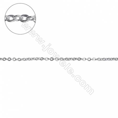 Sterling silver flat cable chain cross chain-H8S10 size 1.7x2.0mm thick 0.4mm x 1metre