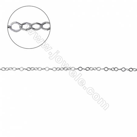 Sterling silver flat rhombus chain jewelry findings-G8S1 size 2.2x2.6mm thick about 0.35mm x 1metre