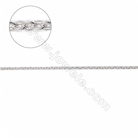 Sterling silver flat cable chain jewelry findings cross chain-G8S5 size 1.55x2.0mm thick about 0.4mm x 1metre