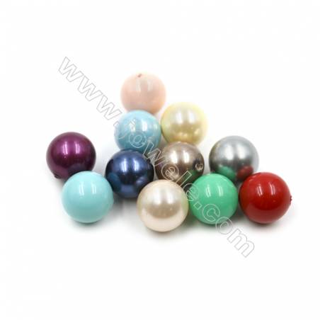 Perles nacrée semi-percées galvanoplastie  muticolore  ronde  Taille 14mm de diamètre  trou 1.0mm  20pcs/paquet