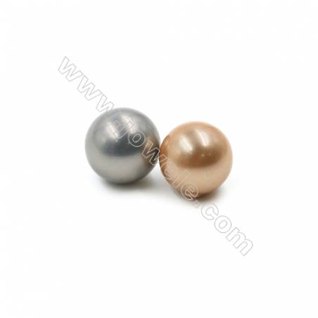 Eletroplating Colorful Shell Pearl Half-drilled Beads  Round  Diameter 13mm  Hole 0.8mm  40pcs/pack