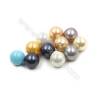 Eletroplating Colorful Shell Pearl Half-drilled Beads  Round  Diameter 12mm  Hole 1mm  20pcs/pack