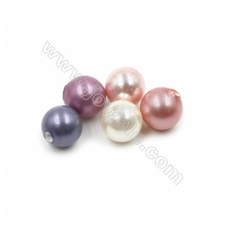 Eletroplating Colorful Shell Pearl Half-drilled Beads  Round  Diameter 8mm  Hole 1mm  100pcs/pack