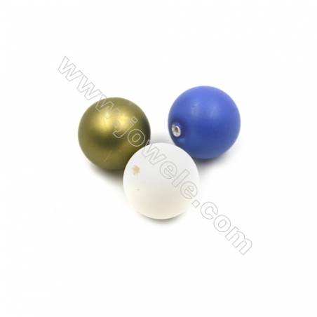 Eletroplating Colorful Shell Pearl Half-drilled Beads  Round(Matte)  Diameter 14mm  Hole 1mm  40pcs/pack