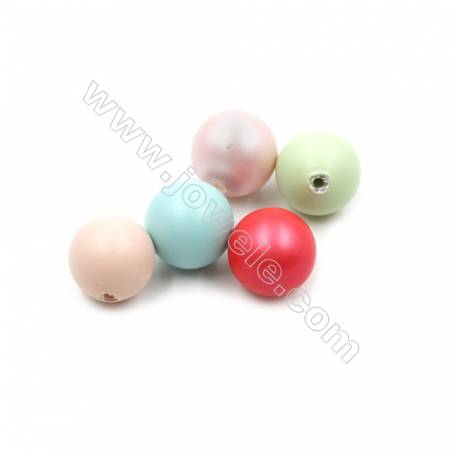 Eletroplating Colorful Shell Pearl Half-drilled Beads  Round(Matte)  Diameter 10mm  Hole 1mm  65pcs/pack