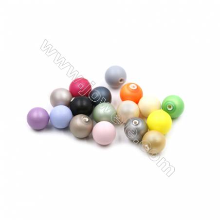 Eletroplating Colorful Shell Pearl Half-drilled Beads  Round(Matte)  Diameter 8mm  Hole 1mm  20pcs/pack