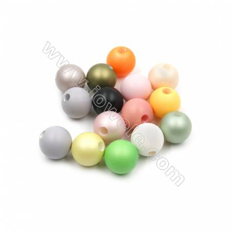Eletroplating Colorful Shell Pearl Half-drilled Beads  Round(Matte)  Diameter 16mm  Hole about 3mm  10pcs/pack