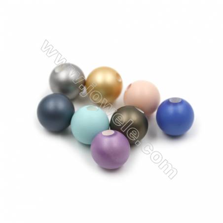 Perles nacrée semi-percées galvanoplastie  multicolore  ronde mate  Taille 14mm de diamètre  grand trou 3.0mm  10pcs