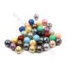 Perles nacrée semi-percées galvanoplastie  multicolore  ronde   Taille 14mm de diamètre  grand trou 3.0mm  10pcs/paquet