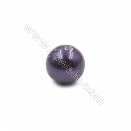 Perles nacrée semi-percées galvanoplastie  violette  ronde  Taille 16mm de diamètre  trou 2.5mm  10pcs/paquet