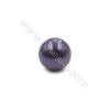 Eletroplating Purple Shell Pearl Half-drilled Beads  Round  Diameter 16mm  Hole about 2.5mm  25pcs/pack
