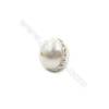 Weiß Muschel Perlen mit Zirkon  rund  galvanisch  Durchmesser 10mm  Loch 0 8mm  20 Stck/Packung