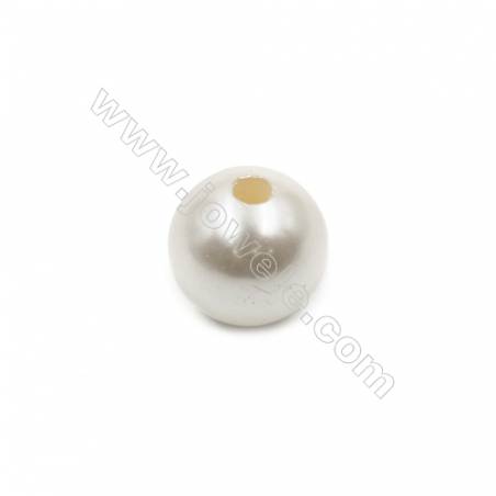 Eletroplating White Shell Pearl Beads Single Beads  Round  Diameter 18mm  Hole about 4mm  15pcs/pack