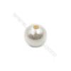 Perles nacrée galvanoplastie  blanche  ronde  Taille 18mm de diamètre  trou 4mm  15pcs/paquet
