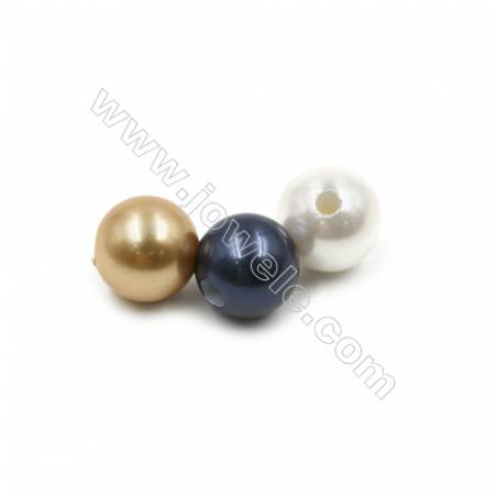 Eletroplating Colorful Shell Pearl Beads Single Beads  Round  Diameter 14mm  Hole about 4.5mm  40pcs/pack