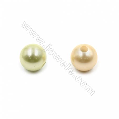 Eletroplating Colorful Shell Pearl Beads Single Beads  Round  Diameter 12mm  Hole about 2.5mm  50pcs/pack
