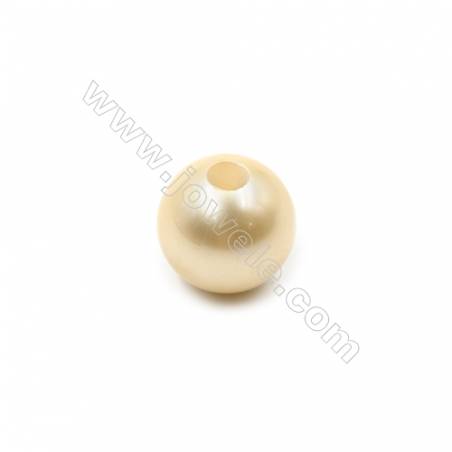 Demi-trou foré perles en Perles nacrée galvanoplastie  rose ou vert  ronde  Taille 12mm de diamètre  trou 2.5mm  50pcs/paquet
