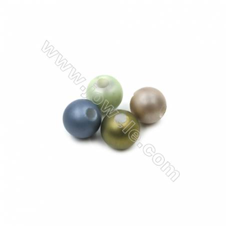 Perles en Perles nacrée galvanoplastie  multicolore  ronde mate  Taille 10mm de diamètre  trou 2.5mm  50pcs/paque
