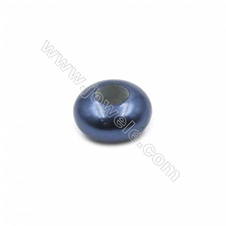 Demi-trou foré perles en Perles nacrée galvanoplastie  multicolore  rondelle  Taille 9x13mm  grand trou 5.0mm  20pcs/paquet