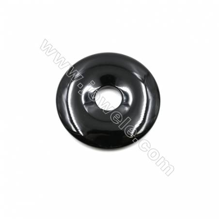 Black Agate Donuts Pendants  Diameter 50mm  Hole 12mm  4pcs/pack