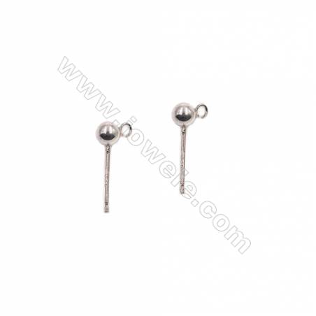 Sterling silver stud earrings components  earring Posts jewelry findings-C7S1  size14x3mm  hole 2.5mm  pin 0.7mm  100pcs/pack