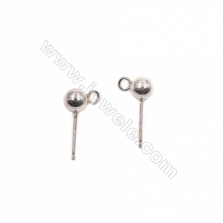 Sterling silver stud earrings components  earring Posts jewelry findings-C7S3  size15x5mm  hole 3mm  pin 0.7mm  20pcs/pack