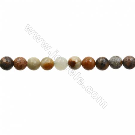 Natural Flower Jade Bead Strands  Round(Faceted)  Diameter 10mm  Hole 1mm  15~16"x1strand