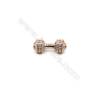 Brass Pave Cubic Zirconia Charms  Dumbbell  Hole 1mm  Size 6x16mm  x12pcs/pack  (Gold White Gold Rose Gold Gun Black) Plated