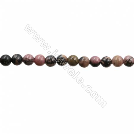 Rhodochrosite avec noir perles ronde sur fil  Taille 6mm de diamètre  trou 0.8mm  15 ~ 16 "x1fil