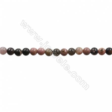 Natural Black Striped Rhodochrosite Bead Strands  Round  Diameter 4mm  Hole 0.7mm  15~16"x1strand