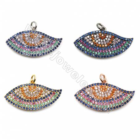 Brass Micro Pave Cubic Zirconia Pendants  Eyes  (Gold  White Gold  Rose Gold  Gun Black) Plated  Size 14x30mm  x5pcs/pack