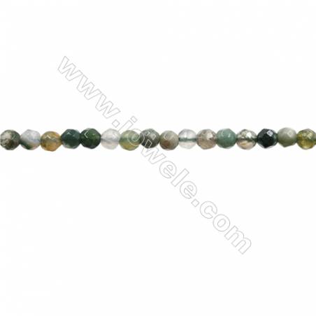 Agate Inde perle ronde facette sur fil  Diamètre 4mm trou 0.7mm  15 ~ 16 "x1fil
