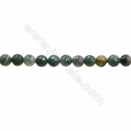 Natural Moss Agate Bead Strands  Round(Faceted)  Diameter 8mm  Hole 0.8mm  15~16"x1strand