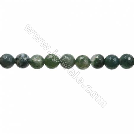 Natural Moss Agate Bead Strands  Round(Faceted)  Diameter 10mm  Hole 1mm  15~16"x1strand