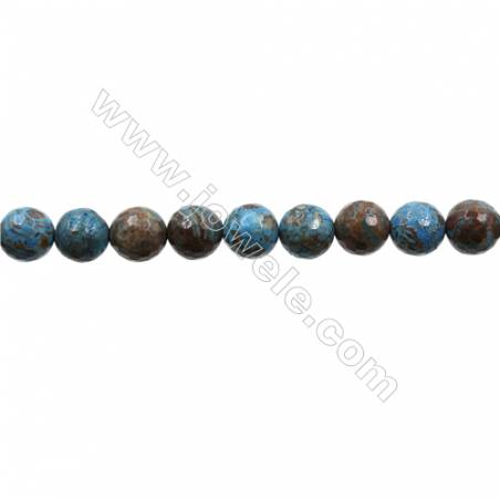 Natural Flower Agate Bead Strands  Round(Faceted)  Diameter 10mm  Hole 1mm  15~16"x1strand