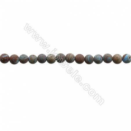 Perles Agate de fleur ronde mate sur fil  Taille 4mm de diamètre  trou 0.6mm  15 ~ 16 "x1fil
