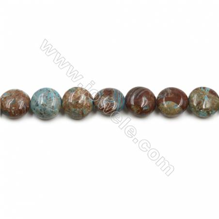 Natural Flower Agate Bead Strands  Flat Round  Diameter 12mm  Hole 1mm  15~16"x1strand