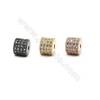 Brass Micro Pave Cubic Zirconia Spacer Beads, Column, (Gold, Rose Gold, Gun Black) Plated, Hole 1mm, Size 6x7mm, x14pcs/pack