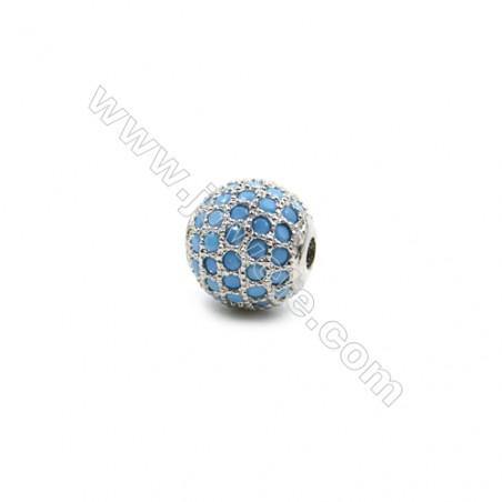 Brass Pave Cubic Zirconia Beads  Round  Hole 1.5mm  Diameter 8mm  x8pcs/pack  (Gold White Gold Rose Gold Gun Black) Plated