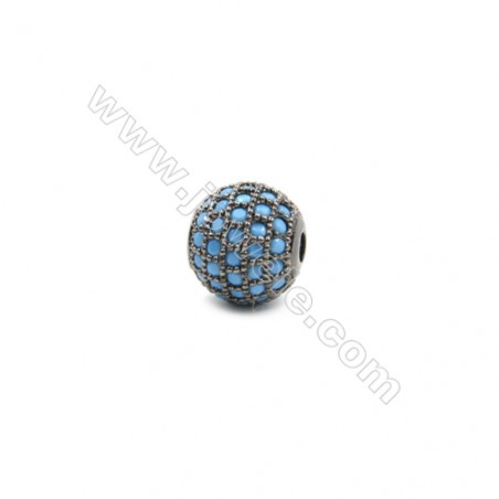 Brass Pave Cubic Zirconia Beads  Round  Hole 1.5mm  Diameter 8mm  x8pcs/pack  (Gold White Gold Rose Gold Gun Black) Plated