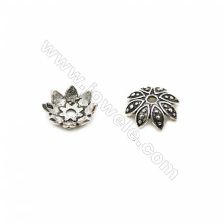 Thai Sterling Silver Flower Bead Caps  8-Petal  Size 12x4.1mm  Hole 1.5mm  20pcs/pack