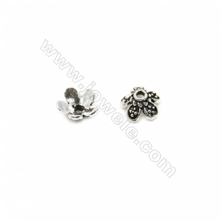 Thai Sterling Silver Flower Bead Caps  5-Petal  Size 7.5x4mm  Hole 0.8mm  50pcs/pack