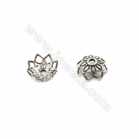 Thai Sterling Silver Flower Bead Caps  8-Petal  Size 12.5x5.5mm  Hole 1.4mm  20pcs/pack