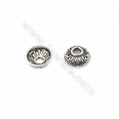Thai Sterling Silver Bead Caps  Hollow Semicircle  Size 13.5x5.2mm  Hole 3.5mm  12pcs/pack