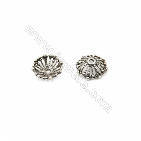 Thai Sterling Silver Flower Bead Caps  Hollow Flower  Size 13x4.6mm  Hole 1.5mm  20pcs/pack