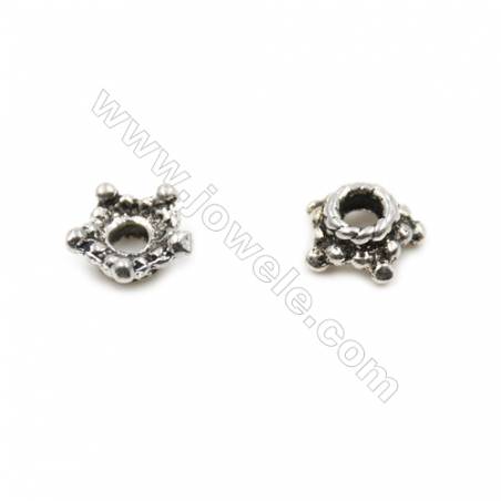 Thai Sterling Silver Flower Bead Caps  Size 5.5x3mm  Hole 1.5mm  80pcs/pack