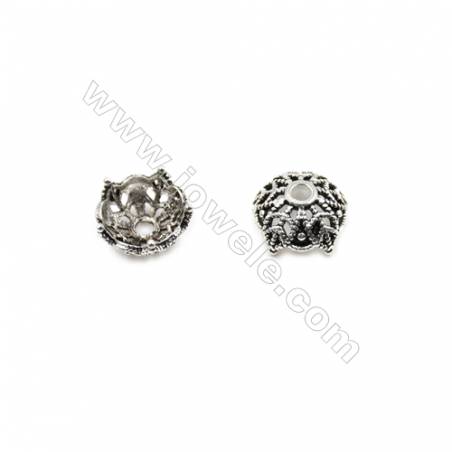 Vintage Jewelry Findings Thai Sterling Silver Bead Caps  Flower  Size 10x5.5mm  Hole 1.5mm  30pcs/pack