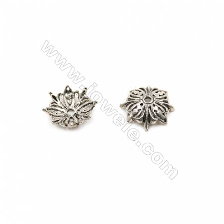 Vintage Jewelry Findings Thai Sterling Silver Bead Caps  Flower  Size 11.5x4mm  Hole 1mm  40pcs/pack