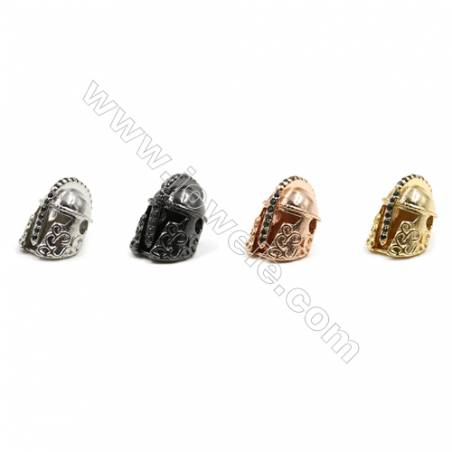 Brass Micro Pave Cubic Zirconia Charms Helmet (Gold White Gold Rose Gold Gun Black)Plated Size 11x14mm Hole 2.5mm  x30pcs/pack