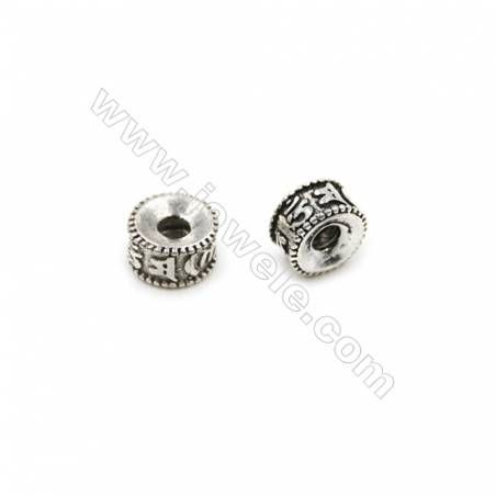 Thai Sterling Silver Spacer Beads  Cylinder  Size 5x8mm  Hole 2.5mm  12pcs/pack